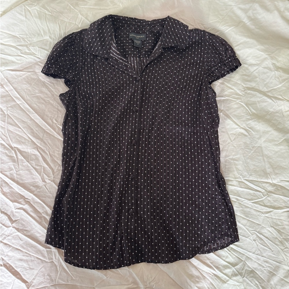 polkadot button down blouse